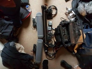 Most of the audio equipment used while shooting